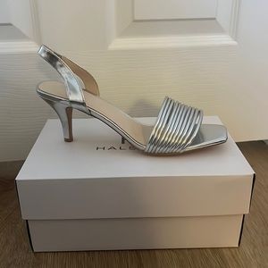 Womens Silver Slingback Heel Size: 9 1/2